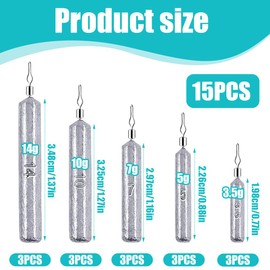 WUSJCOF 25 Piece Drop Shot Lead Set with Box, Dropshot Lead, Jig Heads, Cheburashka Lead (3.5g/5g/7g/10g/14g)