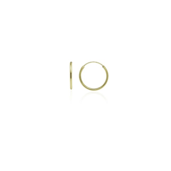 Silverspeck Gold Tone over Sterling Silver 1.2mm Endless Hoop Earrings,