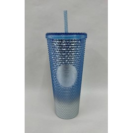 Starbucks NEW Starbucks Blue Icicle Ombre Gradient Bling Studded 24oz Venti Tumbler