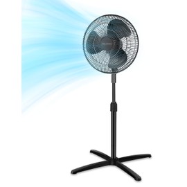 PELONIS 16 inch Pedestal Fan for Bedroom , Oscillating Fan, 3-Speeds, 90° Oscillation, Adjustable Height, Floor Fan, Standing Fan for Living Room, Kitchen, and Home office, Black