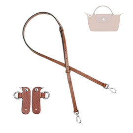 jiesinlov Leather Bag Strap Replacement Crossbody Adjustable Shoulder Straps Fit for Mini Pouch(BROWN-Silver)