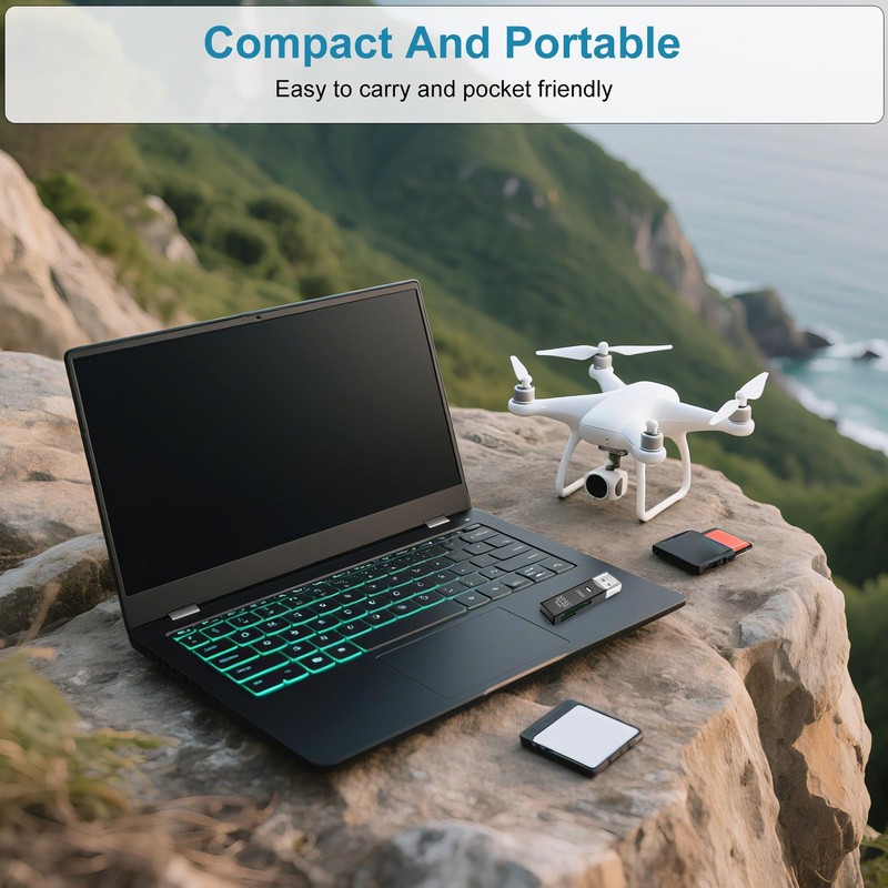 2 PCS USB3.0 SD Card Reader, High Transfer Speed up