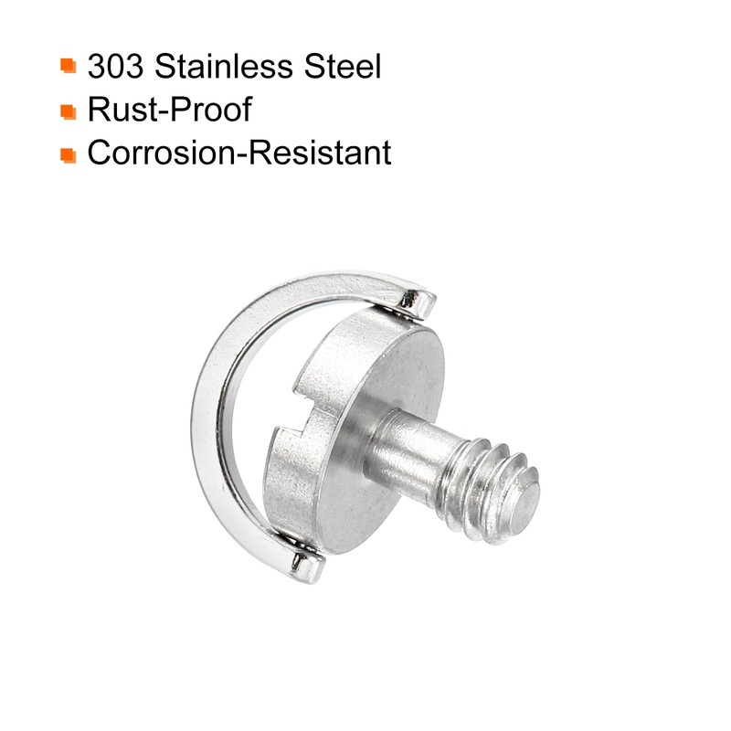 PATIKIL 1/4-20 Thread 14mm Length D-Ring Stainless Steel Camera Fixing