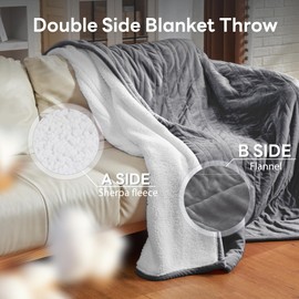 Nexaro Heated Electric Blanket, 72"x84" Flannel Heating Blanket Features 12-Hour Timer with 1-Hour Intervals, Machine Washable Sherpa with Overheating Protection, Ideal Gifts for Her, Grey