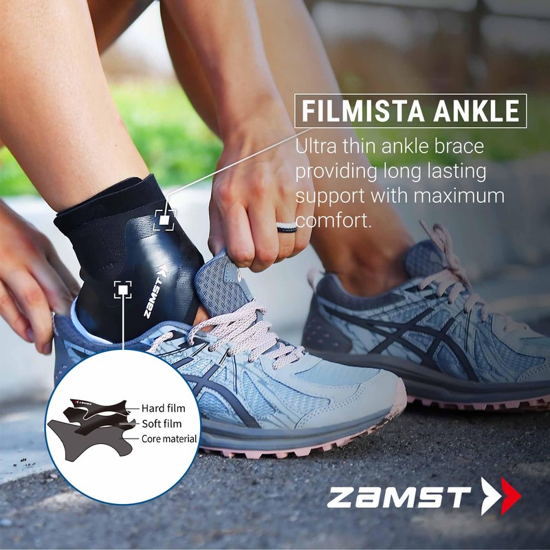 Zamst Filmista Ankle Brace Support Wrap, Left, Large