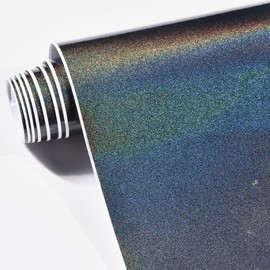 AuMoHall Metallic Holographic Gray Car Vinyl Wrap Gloss Rainbow Gray Chameleon Car Body Protective Film with Sparkling Diamond Color Change Effect DIY Vehicle Wrapping Roll, 59.84" x 7.87"