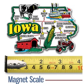 Iowa Jumbo State Magnet by Classic Magnets, 3.8" x 2.7", Collectible Souvenirs Made in The USA