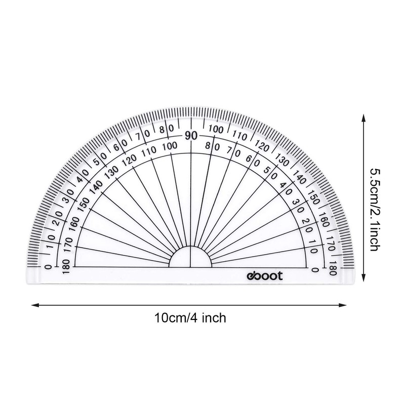 Plastic Protractor Math Protractors 180 Degrees, 4 Inch, Clear, Pack