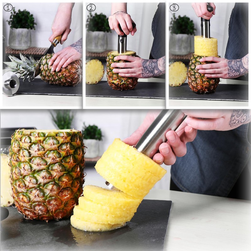 COM-FOUR® 2X Pineapple Cutter 3 in 1 - Pineapple Peeler