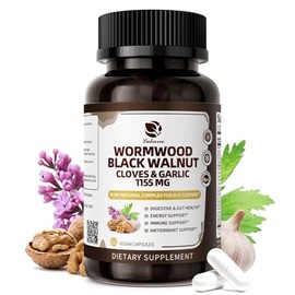 Lukaree 16-in-1 Wormwood Black Walnut Clove Cleanse for Humans – Natural Gut Detox & Digestive Health with Pumpkin Seeds Garlic Oregano Turmeric, Liposomal Tech 98% Absorption, Vegan Capsules 1150mg