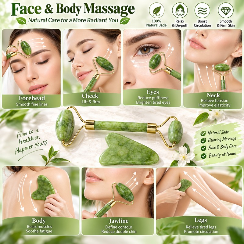 Natural Jade Roller Massager Facial Roller Jade Stone Liftting Anti-wrinkle