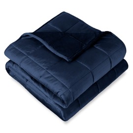 Bare Home Weighted Blanket King Size 30lb (80" x 87") for Adults - Minky Fleece - Premium Heavy Blanket Nontoxic Glass Beads (Dark Blue, 80"x87")