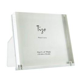 TIZO Design Vertical 5x5 Lucite Picture Frame, Durable 1 Inch Thick Clear Lucite & Magnetic Closures, Elegant & Practical Boutique Quality Photo Frame (Multiple Colors Available)