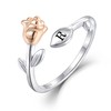 STARCHENIE Rose Initial Ring for Women 925 Sterling Silver Letter