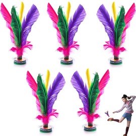 PESSILIN 5 Pack Kick Shuttlecock, 7.5 Inch Chinese Jianzi Shuttlecock, Chinese Jianzi Foot Feather Sports Toy for Indoor and Outdoor Tennis and Racquet Sports