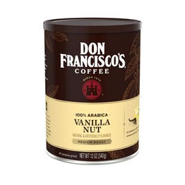 Don Francisco's Premium Vanilla Nut Ground Flavored Coffee: Rich, Aromatic 100% Arabica Beans - Family Crafted for a Delightful Morning Brew (12 oz Can)