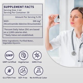 Suplemento Líquido Nad 500mg Para Mujer 60ml Hecho En Usa