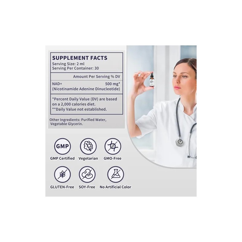 Suplemento Líquido Nad 500mg Para Mujer 60ml Hecho En Usa