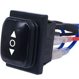 weideer Momentary Rocker Switch 12V Reverse Polarity ON/Off/ON 6 Pin DPDT Waterproof Automatic Reset Boat Motor Control RV Jack Switch with Jumper Wires KCD4-223-JT-W-X-BK