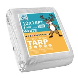 STARPYNG-7 Mil White 12x16 Feet Tarp-Multifunctional White Waterproof Tarpaulin-Waterproof, UV Resistant, Rip and Tear Resistant, Poly Tarpaulin with Reinforced Edges for Cover