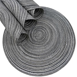 ADIDO EVA Round Placemats Set of 4 Heat Resistant Braided Place Mats 11.8 inch for Kitchen Table Black Grey