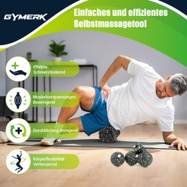 Fascia Roller Set with 3D Texture Massage, Includes Instructions and Poster in German Carry Bag, Fascia Set with Fascia Ball, Fascia Roller, Small Duoball
