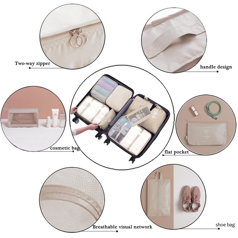 Bansga Packing Cubes for Suitcase 8 Sizes Suitcase Organizer Bags