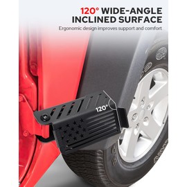 Benlari Upgraded Front Foot Pegs Doors Off, Metal Exterior Door Hinge Foot Pegs with US Flag Foot Rest Pedals Compatible with Wrangler JK JKU JL JLU 2007-2025 Gladiator JT 2020-2025,1 Pair