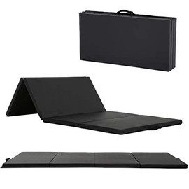 Exercise Mat 4'x10'x2" Gymnastics Mat 4 Folding Gymnastics Tumbling Mats 2" Thick PU Leather Yoga Mat Portable With Carrying Handles for home Workout outdoor Yoga Pilates