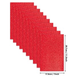 Jtnohx Glitter Foam Sheets with Adhesive Backing, Self Adhesive Eva Foam, Foam Paper for Crafts, 7"×11.3" 10 Pcs Sticky Glitter Craft Foam Sheets for Arts Projects (Red)