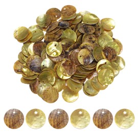 M METERXITY 150-Pack Flat Round Shell Coin Drop Charm Beads,15 mm Flat Shell Beads with Hole for DIY Earrings Necklaces Jewelry/Making Accessories [Gold]