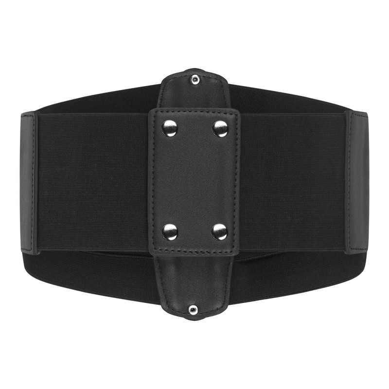 BlackButterfly 7 Inch Wide Grid Corset Elastic Waist Belt, black