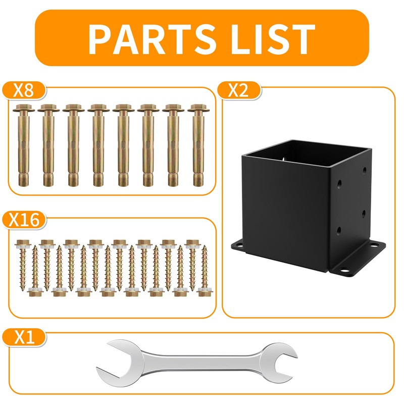 6x6 Post Base 2PCS, Inner Size 5.6x5.6 Inch Fence Post