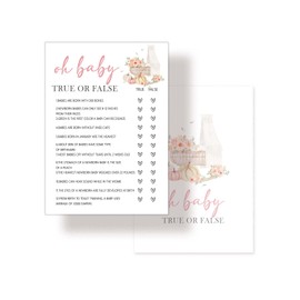 Nuhany Fall Baby Shower Games, 5"×7" Little Pumpkin Baby True or False Cards for Guests, Thanksgiving Gender Neutral Party Supplies for Decorations Favors-25 Pcs - A01