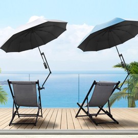 UPF 50+ Beach Umbrella with Adjustable Universal Clamp