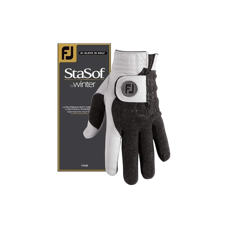 FootJoy Men's StaSof Winter Golf Glove, Pearl/Grey, Medium/Large, Pair