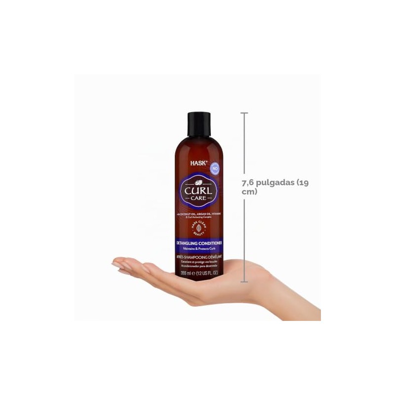 Hask Acondicionador Hidratante para Cabello Rizado, Desenreda, Anti-Frizz, Protege los