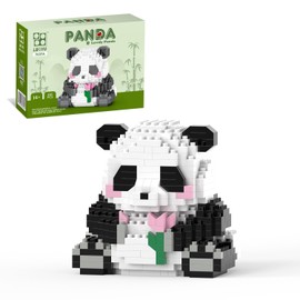 QISHOUTING Mini Micro Blocks Panda- 487pcs, Mini Panda Building Toy-Handing Flowers, Panda Building Set for Adults, Micro Blocks Set for 12+ Boys & Girls, Birthday, for Kids