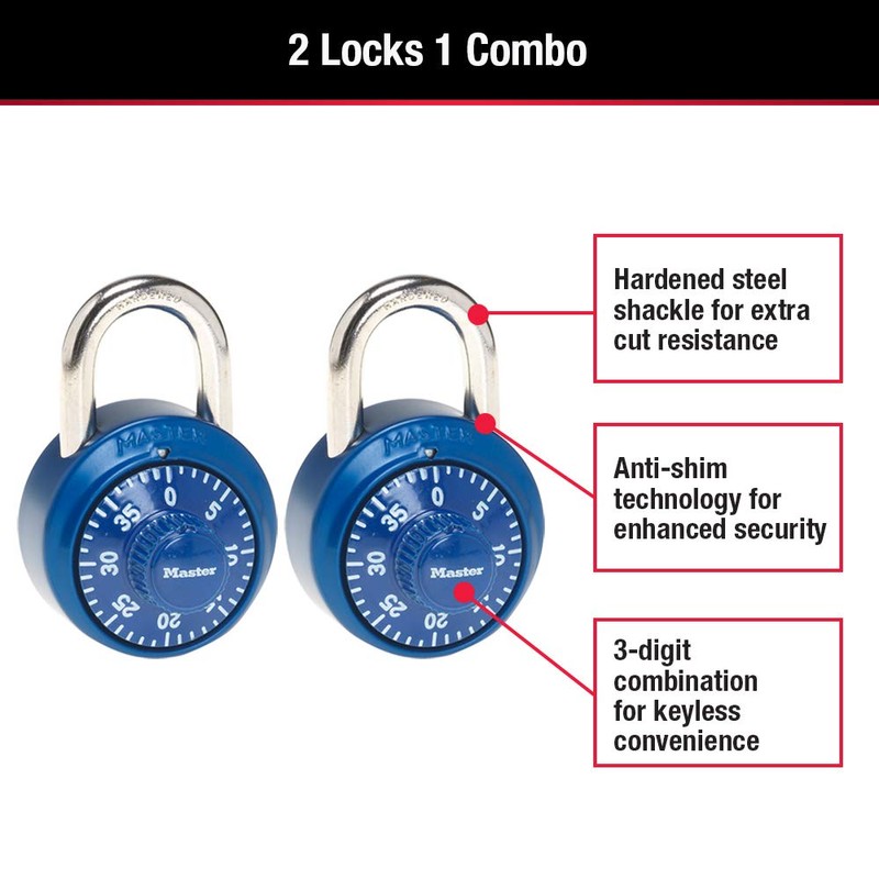 Master Lock 1530T Locker Lock Combination Padlock, 2 Count (Pack
