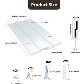 French Cleat Picture Hanger 4 Inches - 2 Pairs - Aluminum Z Hanger Supports 50lbs - Interlocking Wall Mounting Bracket Hardware Kit for Hanging mirrors, picture, shelf, whiteboard, art, frames