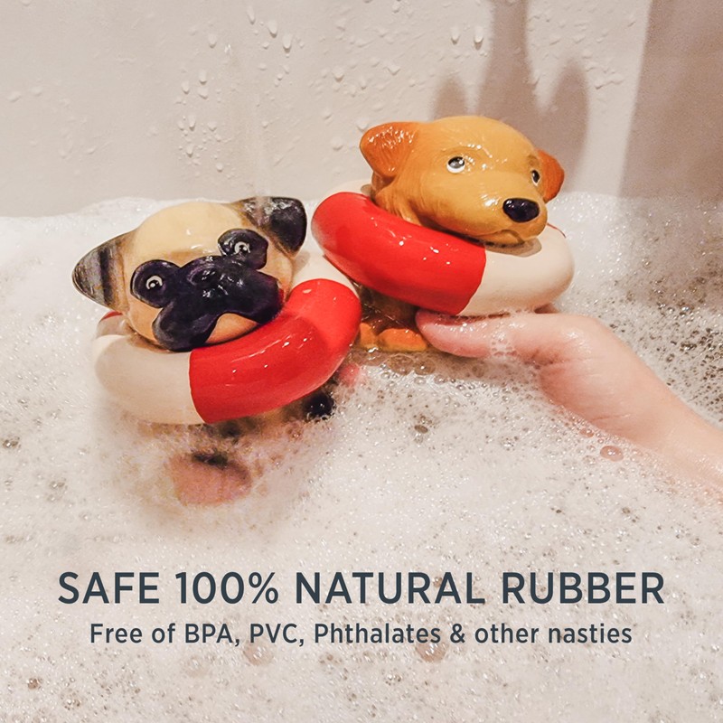HEVEA Bath Buddy Welpe - Interaktives Badespielzeug für Kinder, Hygienisch