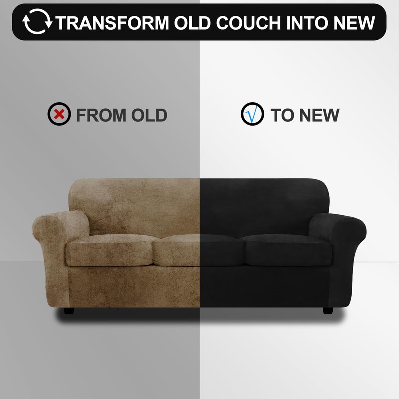 FestiCorp Velvet Sofa Cover for 3 Cushion Couch Sofa Slipcovers