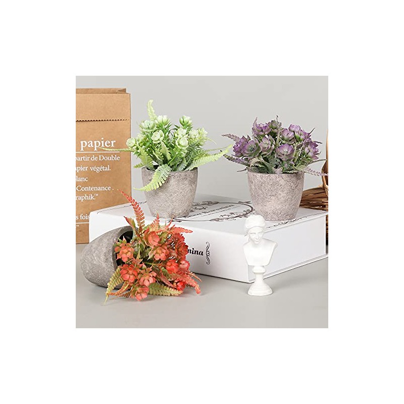6 Piezas de Plantas Artificiales Mini Macetas,Fake Planta de Plástico,Flor