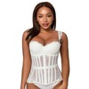 Mesh Corset Waist Trainer for Women - Underbust Corset Lace Up - Waist Cincher Shapewear - Body Shaper (White Lace, Small)