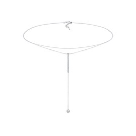 Elli Women's Solitaire Y-Chain Necklace with Crystals in 925 Sterling Silver, Silver, Crystal