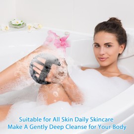 4 Stück Exfoliating Gloves Peelinghandschuh Körper Sanfte Effektives Peeling Runde Kuchenform Raue Textur Rutschfest Gummimaterial Nicht Leicht zu Verschleißen Oder zu Verformen