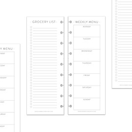 BetterNote Skinny Menu Grocery List Refills for Disc Notebooks, Fits Levenger Circa, Happy Planner, TUL, Staples Arc, InkWell Press, Half Sheet Page, Classic (9-Disc, 3.5"x9.25")
