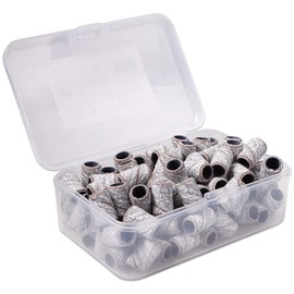 PANA 100 Pieces Nail Sanding Bands Professional Nail Manicure Great Fit for Nail Drill Bits for Acrylic Nails (80 Grit, Zebra)