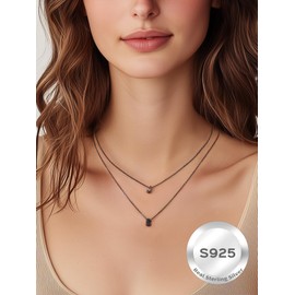 ChicSilver Black Initial Necklace for Women 925 Sterling Silver Dainty Small Letter H Initial Pendant Necklace for Women