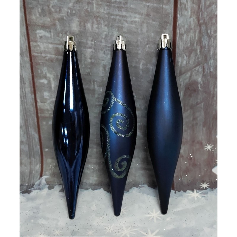 6 x Midnight Blue Icicle / Tear Drop Christmas Tree